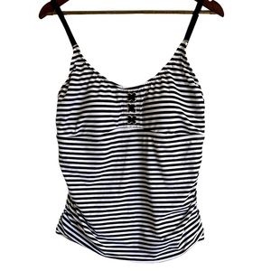 NWT Merona black white striped swimsuit, top women, XL